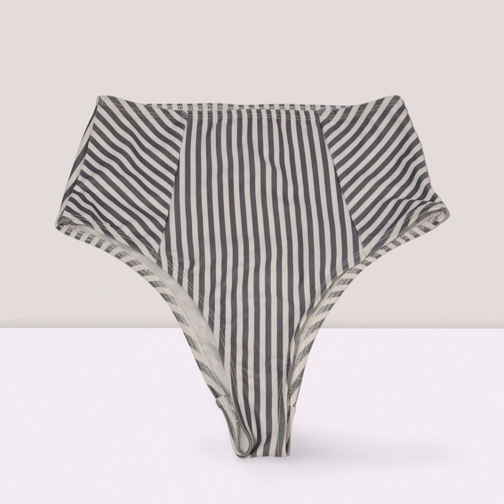High-waisted Striped Retro Swim Bottoms
